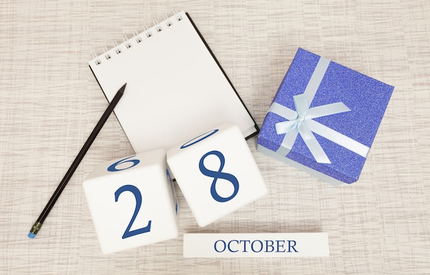 Wooden calendar for October 28