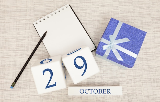 Wooden calendar for October 29