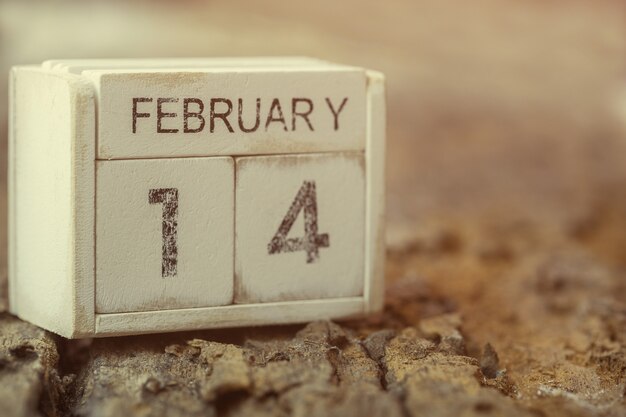 Wooden calendar show of February 14