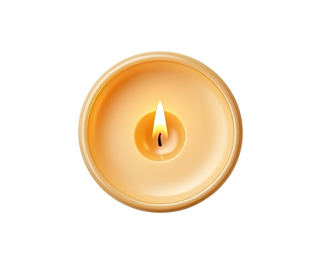 Wooden candle isolated on white background top view Generative AI