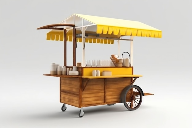 Photo a wooden cart with a yellow awning