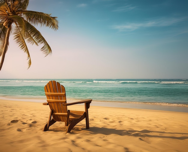 wooden chair in beach