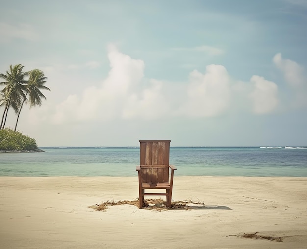 wooden chair in beach