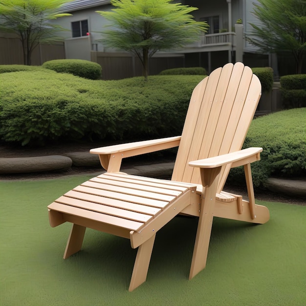 деревянный стул и садовая мебель3 d изображение современного деревянного стула в парке