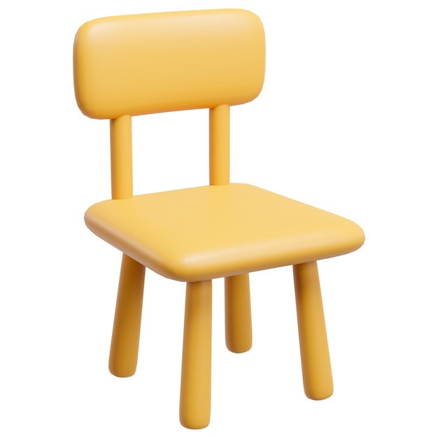 wooden chair icon 3d render on white background