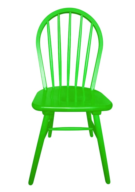 Фото Деревянный стул изолированный зеленый