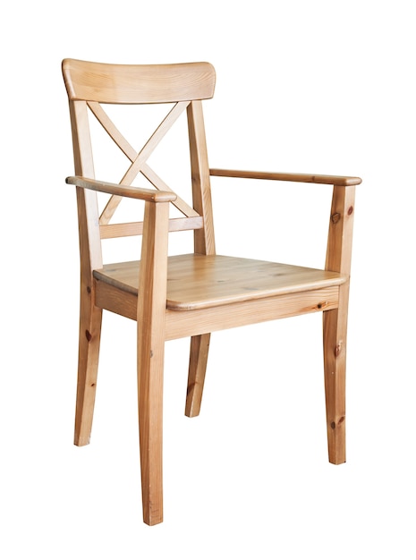 Фото Деревянный стул, изолированные на белом фоне