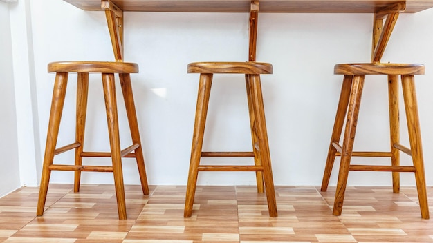 Wooden chair placed in a coffee shop