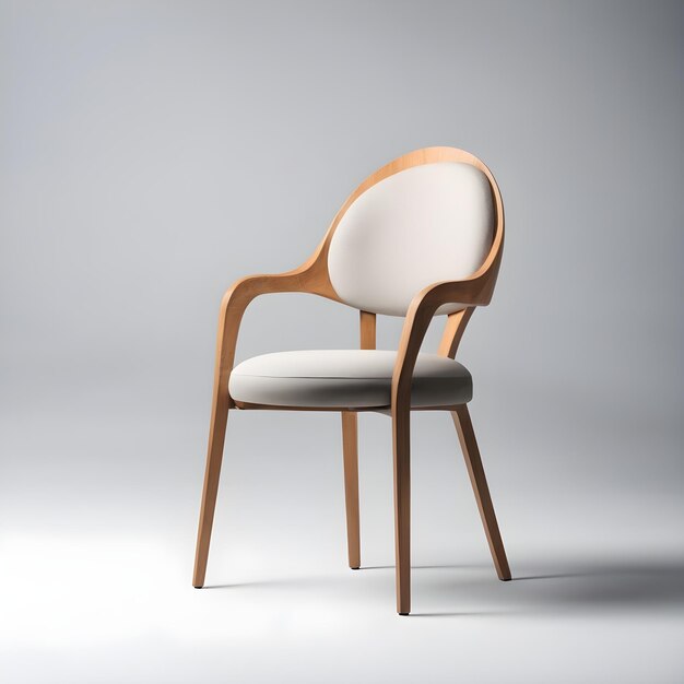 Wooden Chair with Curved Backrest and Armrests