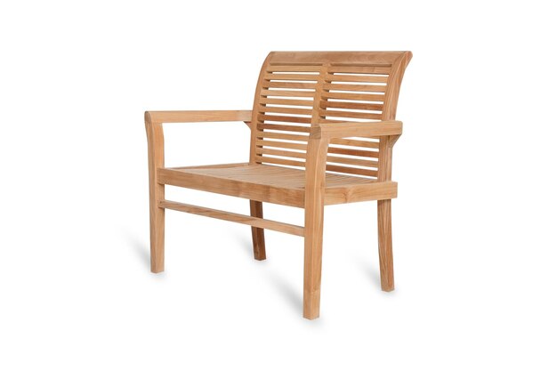 Foto una sedia di legno con uno sfondo bianco.