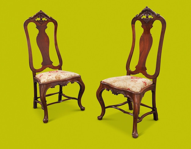 Wooden Chair on Yellow Background