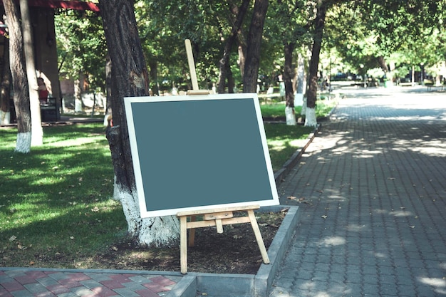 Wooden chalkboard in cafe