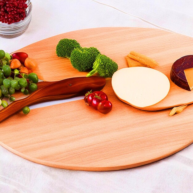 Wooden cheese board with curved shape