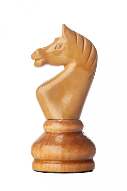 Wooden chess piece close up isolated