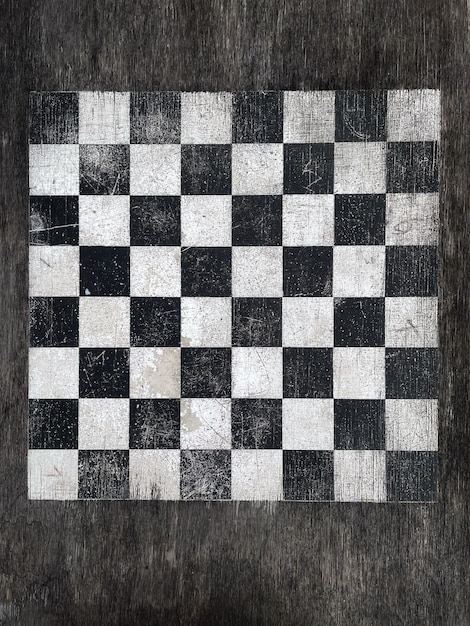 Деревянная шахматная доска, вид сверху