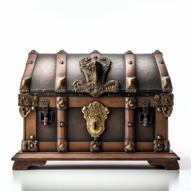 Photo a wooden chest with a metal handle and a lock