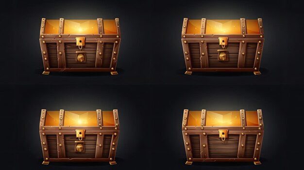 wooden chest with open and closed lid pirate treasure