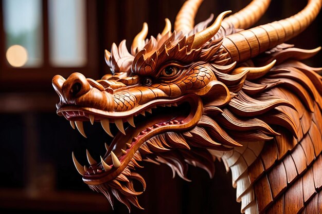 Wooden chinese dragon chinese new year 2024 year of wood dragon zodiac elemental animal