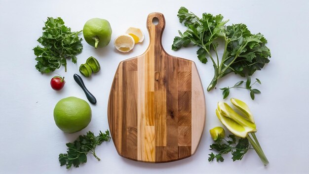 Wooden chopping board isolated on a white background