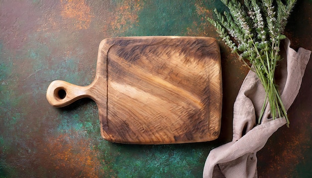 wooden chopping board Top view