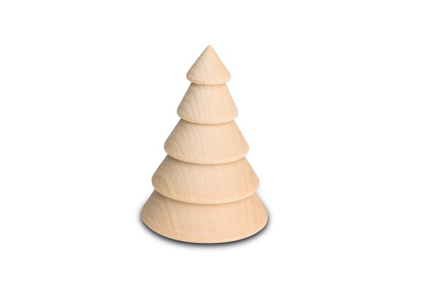 Photo wooden christmas tree figurine isolated on a white background clipping path copy space