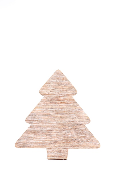 Wooden Christmas tree isolated on white background