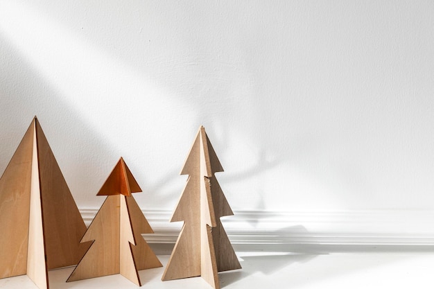 Wooden Christmas tree on a table