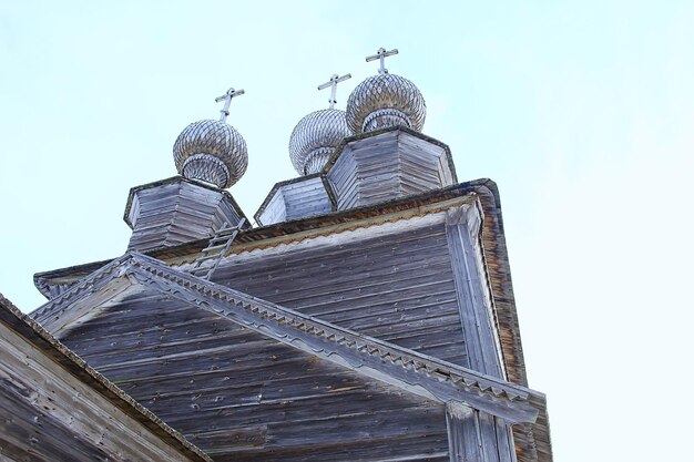 Wooden church in the russian north landscape in winter,\
architecture historical religion christianity
