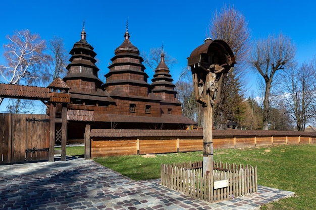 Wooden Church of the Wisdom of God in Shevchenkivsky grove LvivUkraine