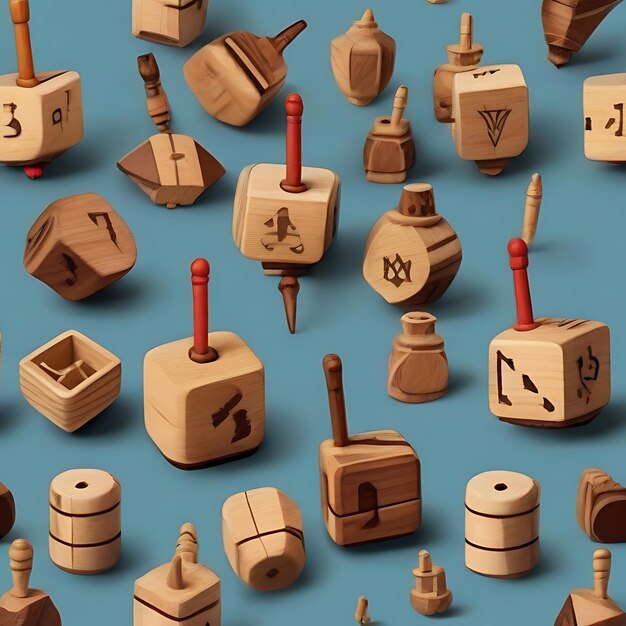 Photo a wooden classic solid dreidels ai