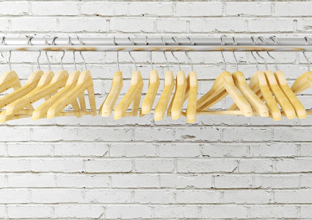 Wooden clothes hangers on the side