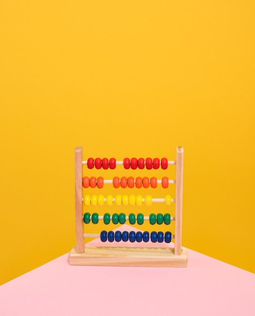 Wooden colorful abacus Copy space for text