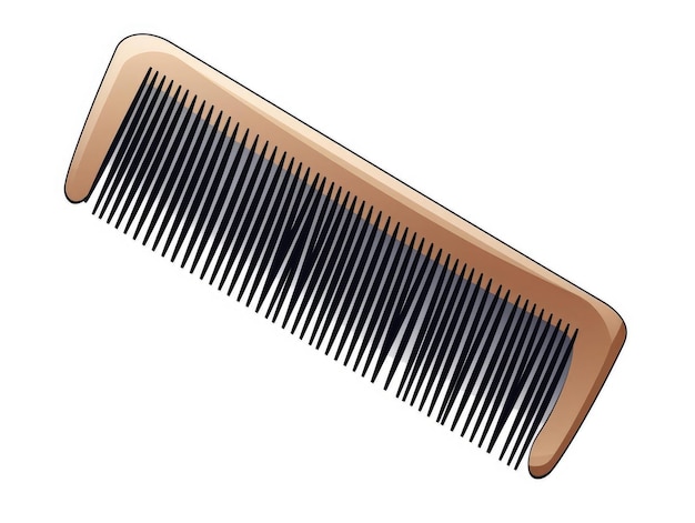 Photo wooden comb with black teeth isolated on white background