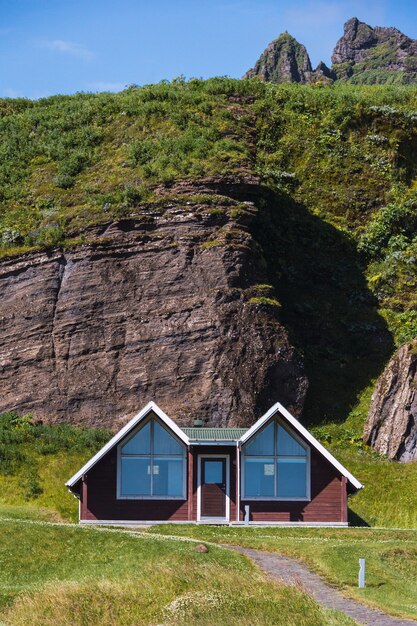 Wooden constructions of a campsite in Iceland