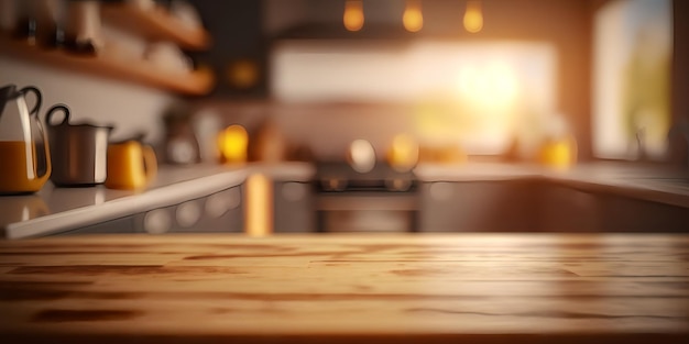 A wooden counter top in a kitchen with a wooden countertop and a wooden countertop with a bottle of wine on it.