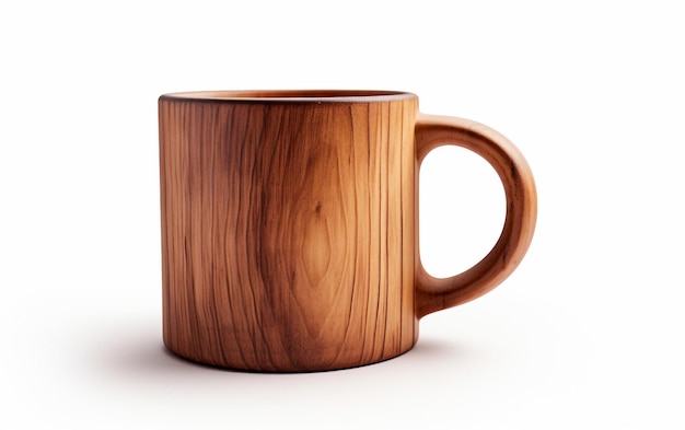 Wooden Cozy Mug on White Background