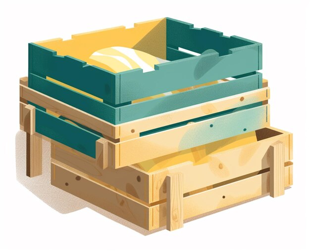 A wooden crate with a yellow and green bottom that says " i love you ".