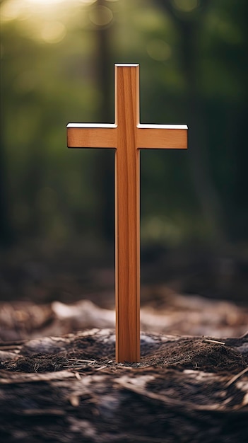 wooden cross and copy space