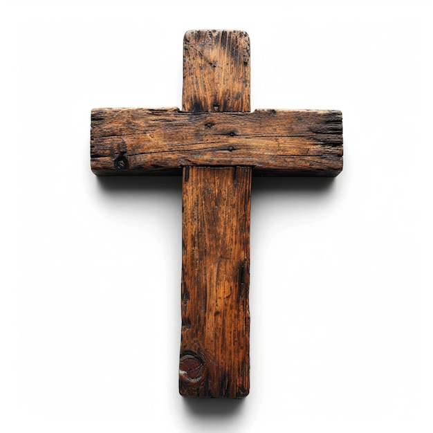 wooden cross on a white background