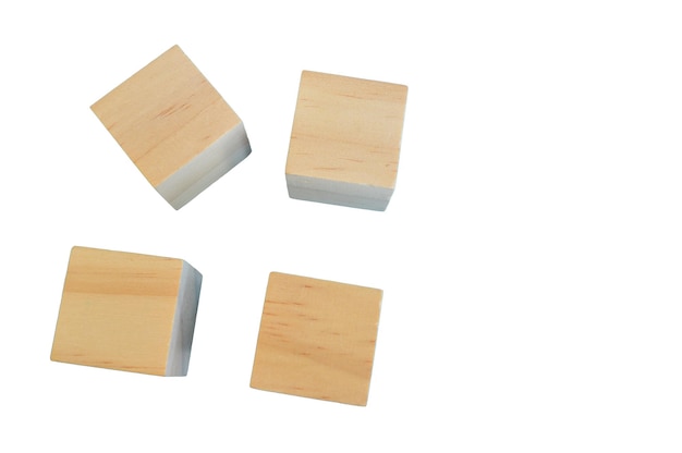 Wooden cube blocks isolated on a white background