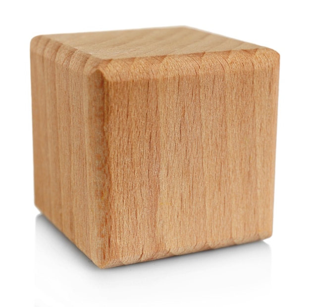 Wooden cube isolated on white