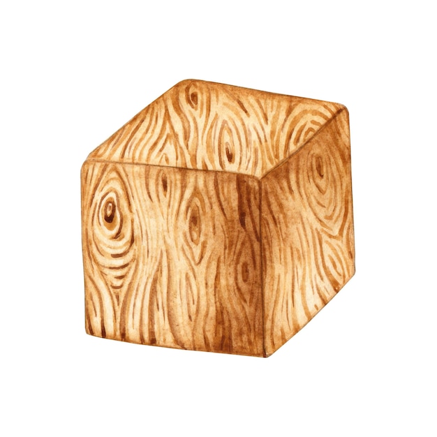 Foto acquerello cubo di legno