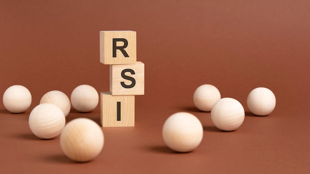 Wooden cubes block with alphabet combine abbreviation rsi rsi short for relative strength index