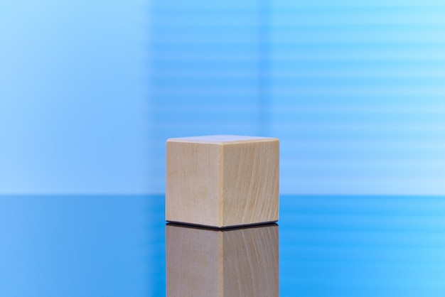 Wooden cubes on a blue background