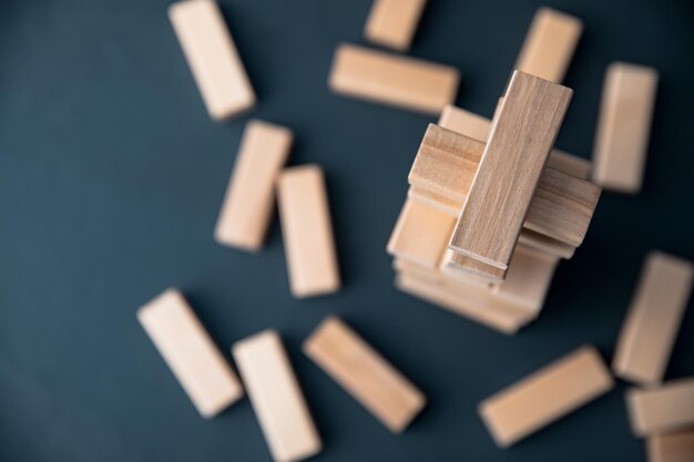 Wooden cubes on desk