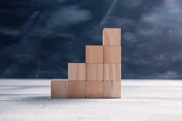 Wooden cubes in the form of a ladder