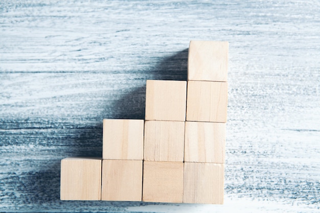 Wooden cubes in the form of a ladder