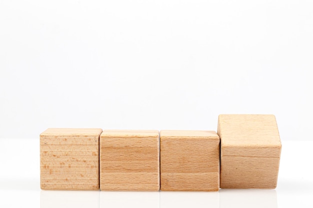 Wooden cubes on a white background