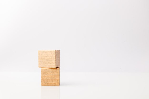 Wooden cubes on a white background