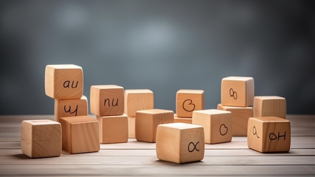 Wooden cubes with bubble speech signsconcept